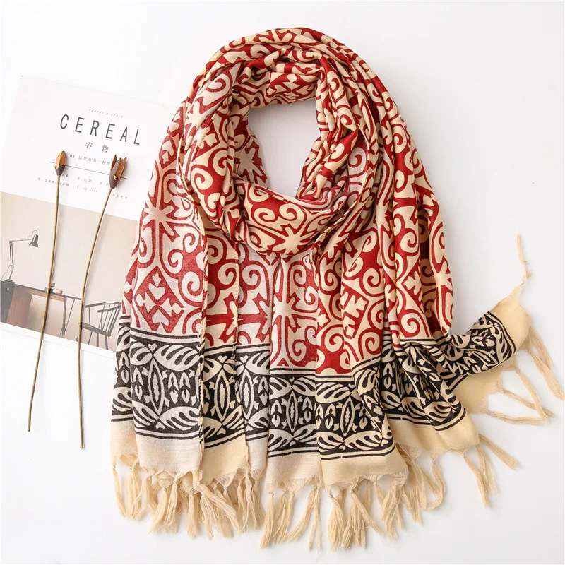 Модный этнический шарф с геометрической кисточкой ацтеков шаль из вискозы