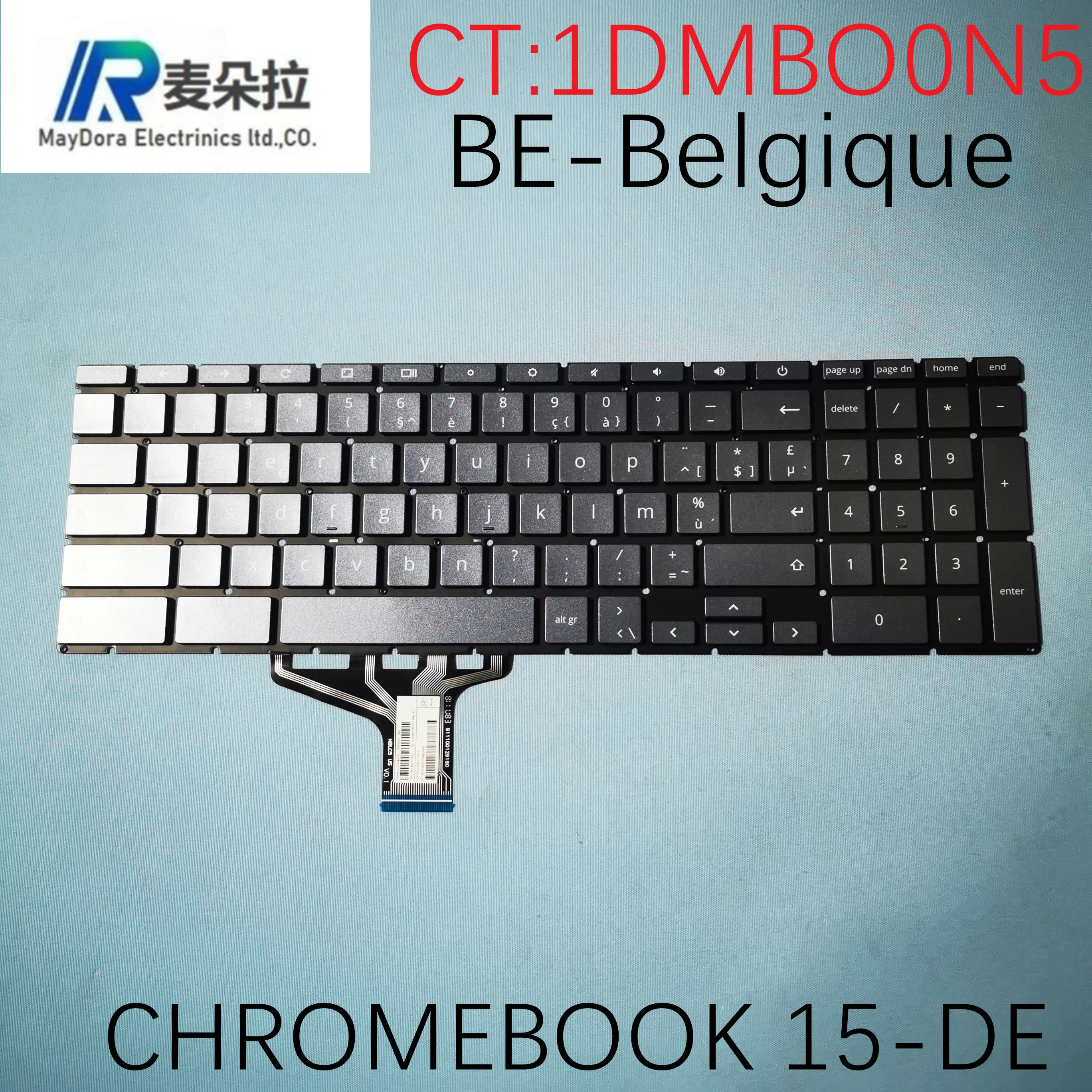 Клавиатура BE-Бельгия с подсветкой для ноутбука HP CHROMEBOOK 15-DE голубая 1DMBO0N5 |