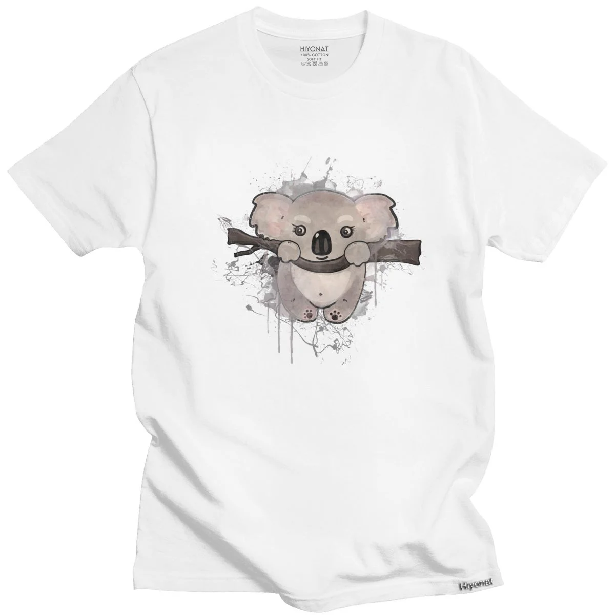 

Kawaii Animal Koala Bear T Shirt for Men Lycra Graphic T-shirt Round Neck Short Sleeve Tee Tops Slim Fit Daily Clothing