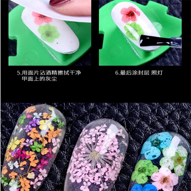 Dried Flower Set 300colors Nail Art Mixed Shape With Bottle 3D Dry Flower Nail Japanese UV Gel Nails Manicure Tips Charming ZCFD images - 6