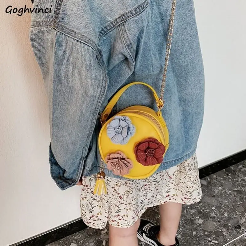 

Crossbody Bags Girls Sweet Princess Style Flowers Colorful Handbags Chains Tassel New Designed Mini Bag Fashion Korean Stylish