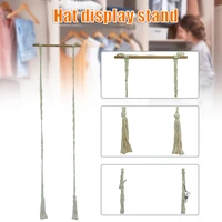 new hat storage rack with sticks wall mounted hand woven hat display organizer for home living room bedroom hat racks clothing