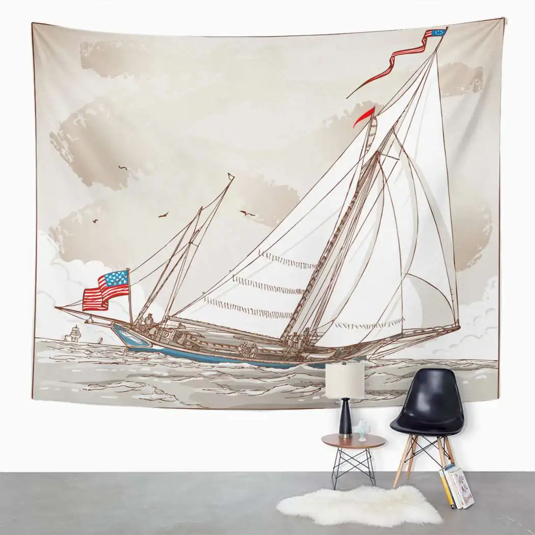 Тёмно-синий гобелен Полосатый Простой для спальни декор комнаты настенный