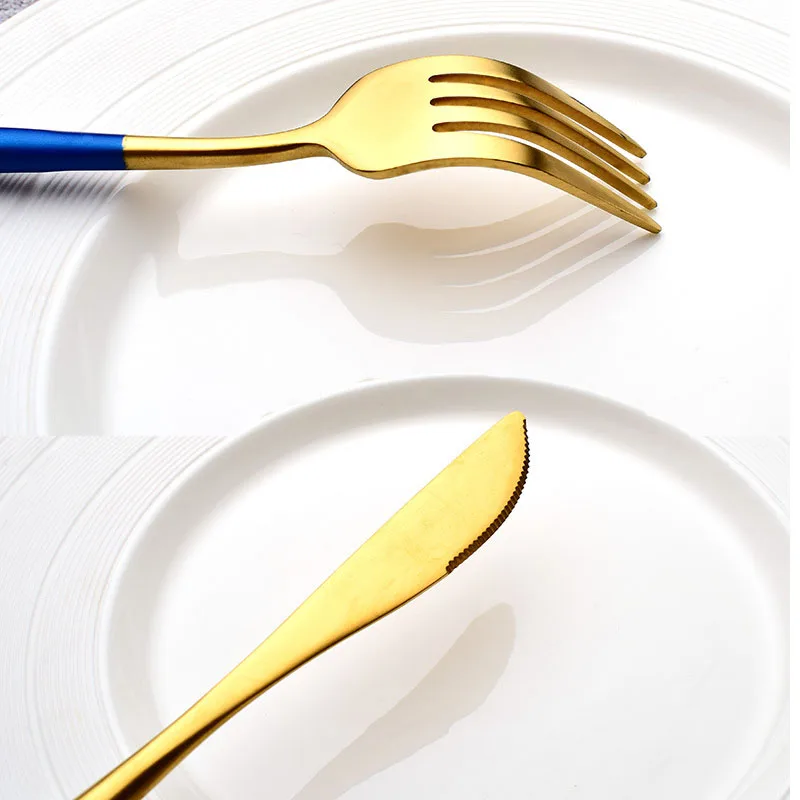 

4PCS Stainless Steel Flatware Sets Coffee Spoon Knife Chopsticks Table Forks Tableware Gold Cutlery Comprehensive Dinnerware Set