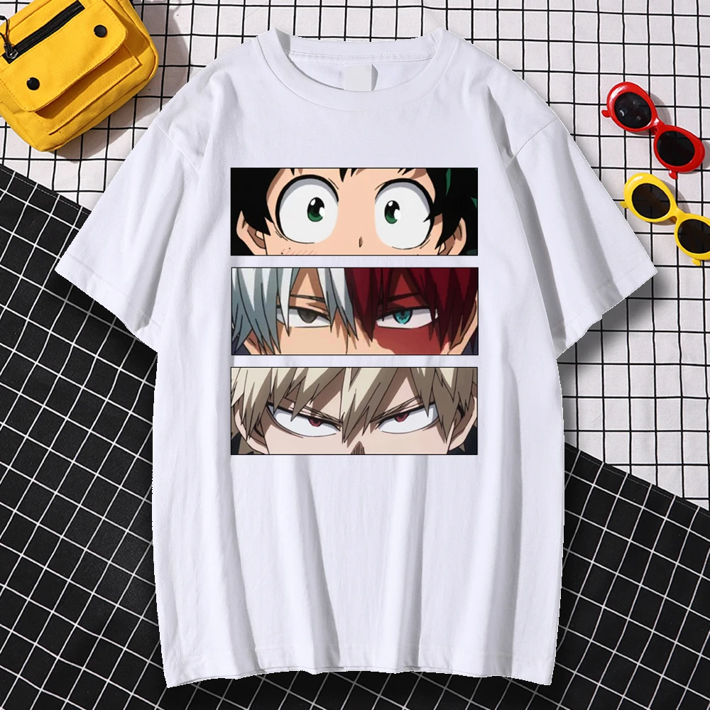 

Kohpweran Harajuku Oversized My Hero Academia Anime Print Mens T-Shirts Summer Clothing Vintage Loose Tee Clothes Man