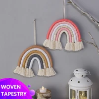 1 pcs new tassel rainbow lace wall hanging home decoration rainbow background wall decoration tapestry handmade cotton weaving