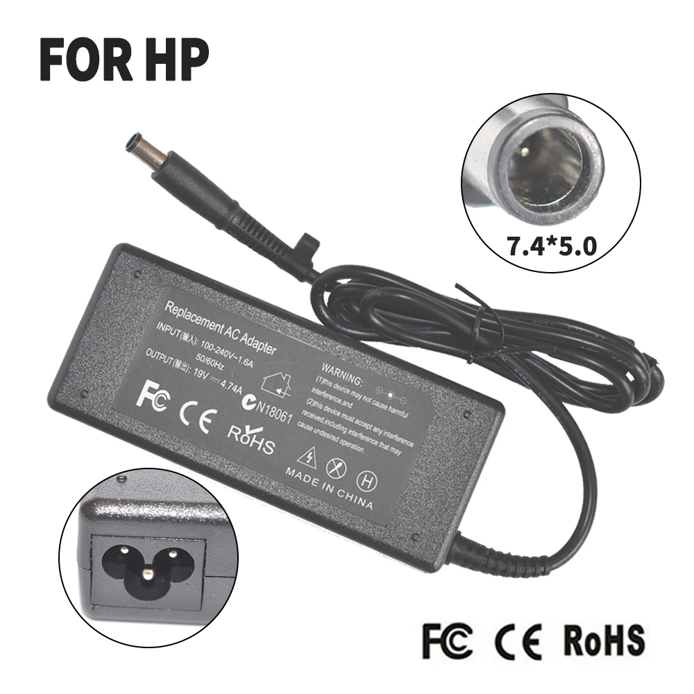 

19V 4.74A 7.4*5.0mm Laptop Charger AC Adapter Power Supply For hp Laptop Pavilion DV3 DV4 DV5 DV6 G3000 G5000 G6000 G7000 F25