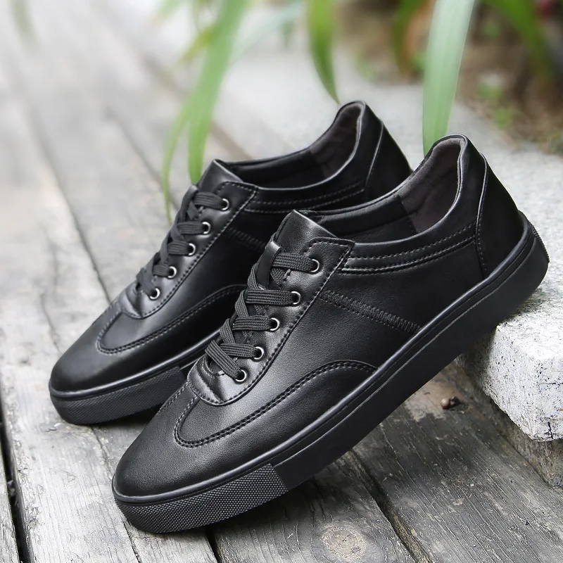Мужские кожаные туфли на шнуровке черные или Белые Повседневные Размеры 35-49