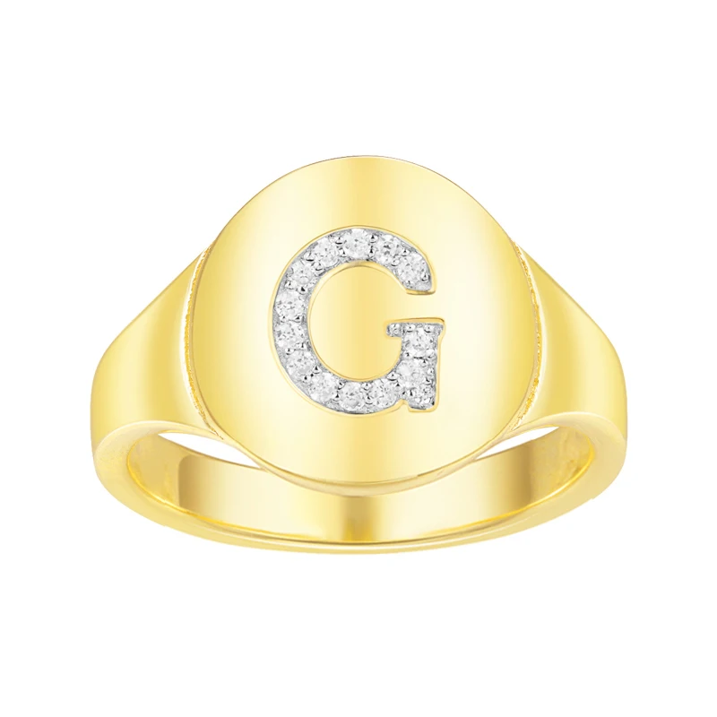 KALETINE, 925 пробы, серебряные кольца для женщин, с буквами, A-Z, коктейльное кольцо для девушек, для женщин, модное ювелирное изделие, юбилей, подарки для мужчин - Цвет основного камня: Letter G