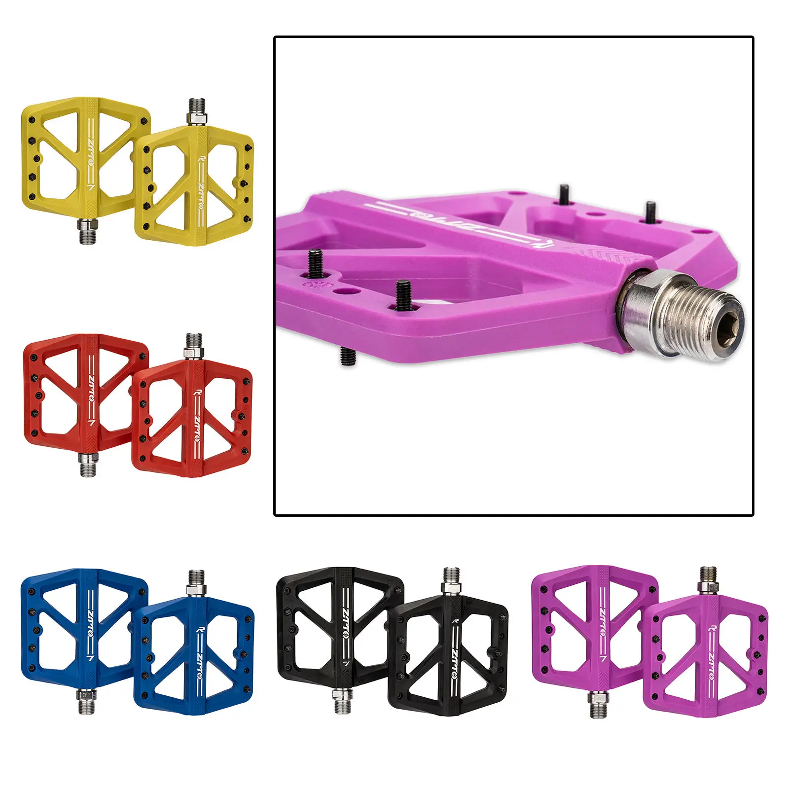 

1 Pair Mountain Bike Pedals Nylon Composite Bearing MTB Bicycle Pedals with Wide Flat Platform