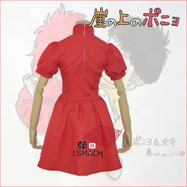 

Hot Anime Ponyo On The Cliff Ponyo Cosplay Costumes Party Fashion Summer Cute Red Dress S-XL In Stock Or Custom-Make Any Size