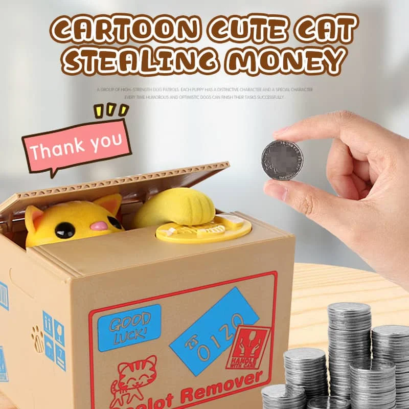 

Cat Stealing Coin Money Boxes Automatic Coin Piggy Bank Money Saving Box Coins Storage Box Children Kids Birthday Gifts