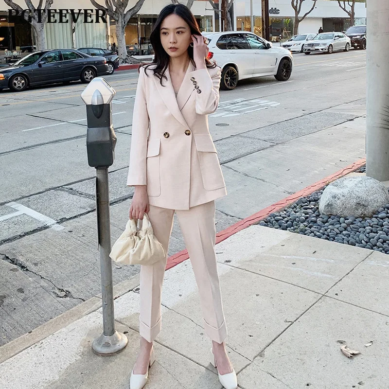 Комплект брючный BGTEEVER Женский модный синий пиджак и брюки-карандаш рабочая