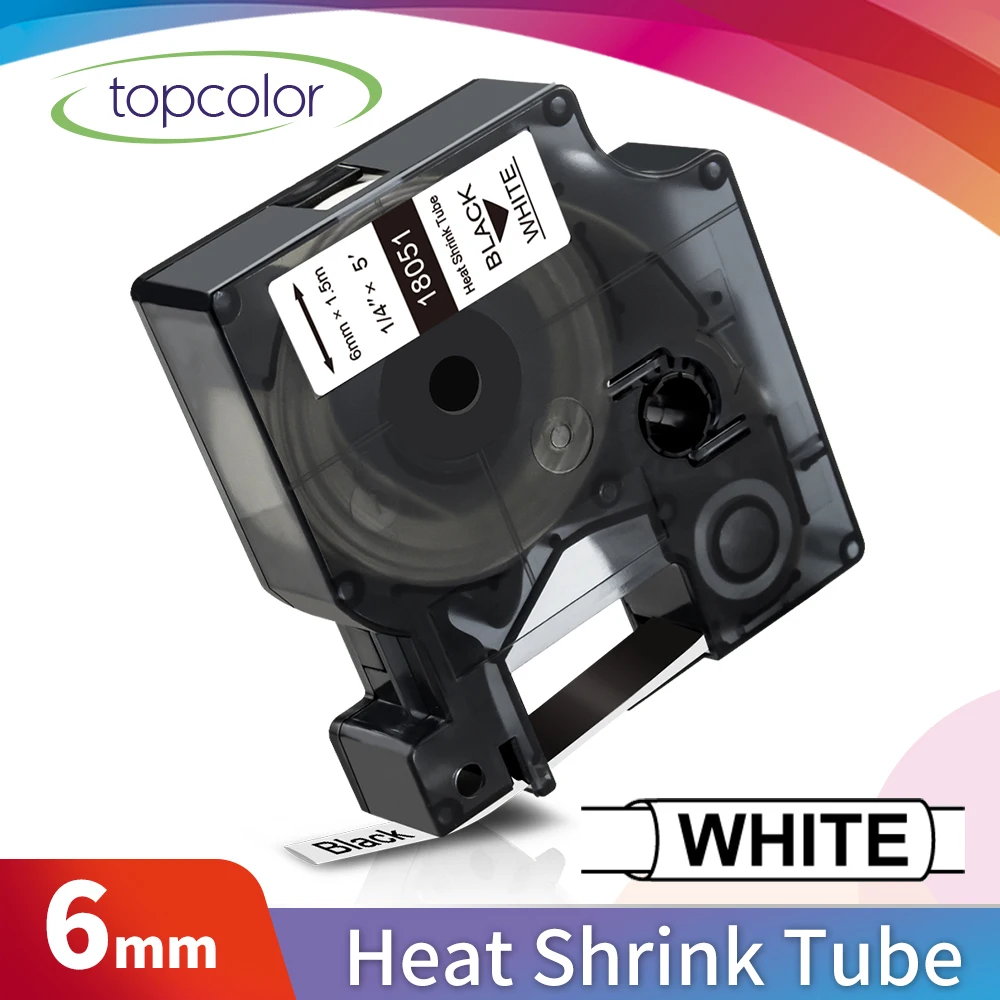 Topcolor 6 мм лента для маркировки 1/4 &quotсовместимый с Dymo промышленные термоусадочные