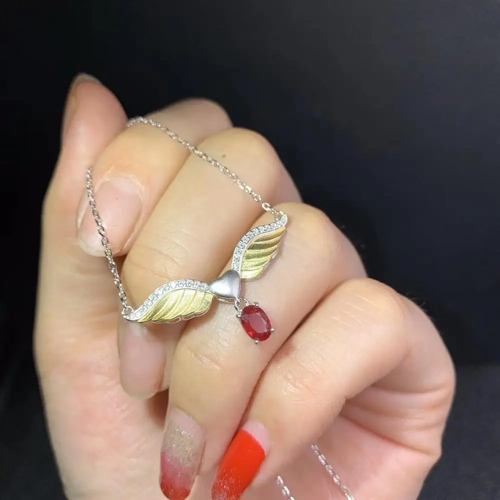 Рубиновой подвеской стихийных бедствий и настоящим Рубином Цепочки ожерелья 925