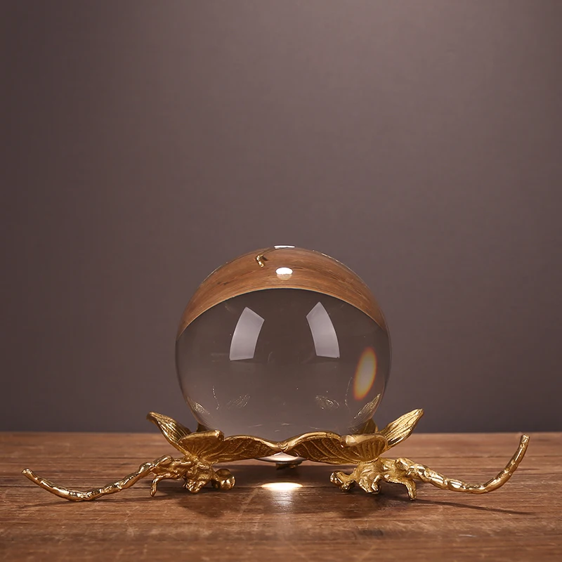 

European Luxury Metal Crystal Ball Figurines Decoration Crafts Home Furnishing Living Room Desktop Ornaments Office Ornaments