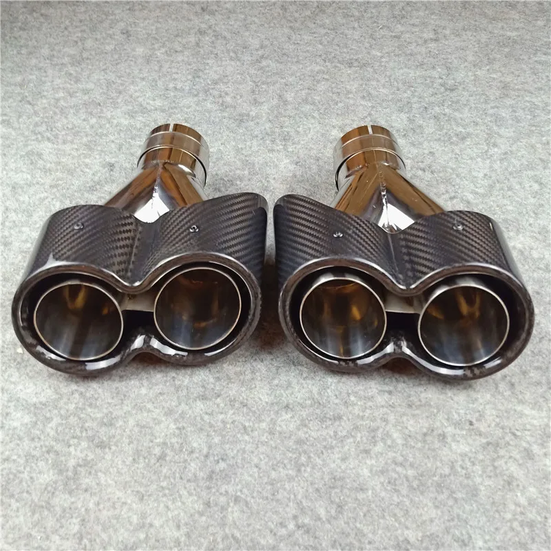 1 пара глянцевые насадки на выхлопные трубы из углеродного волокна + нержавеющая