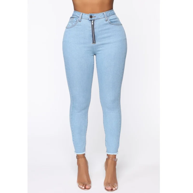 

LIBERJOG Women Slim Jeans Stretch Skinny Blue Zipper Denim Pencil Pants Female Multi-size Multi-size Befree Spring Autumn