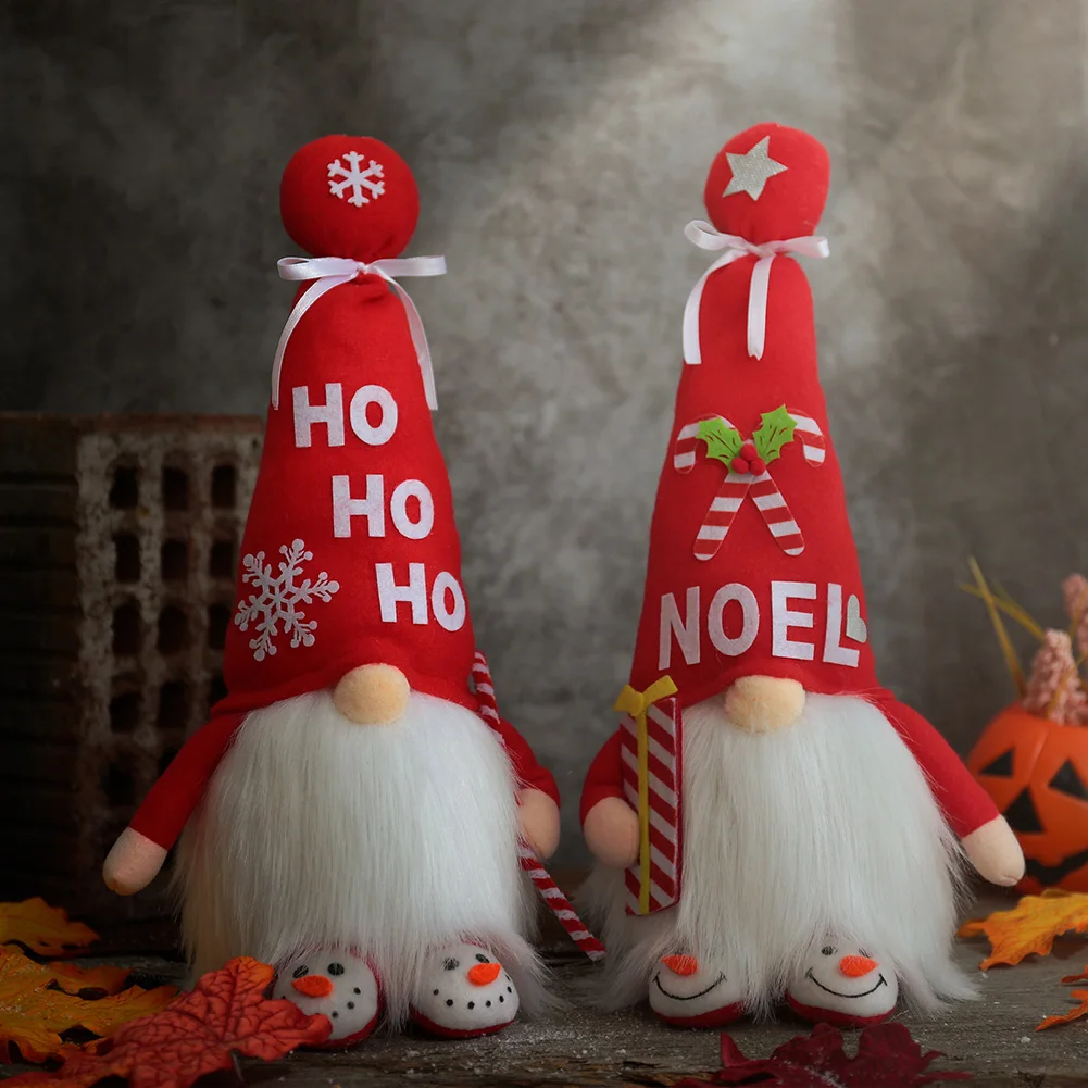 

Christmas Red High Hat Faceless Dwarf Dolls Glowing Light Merry Xmas Ornaments for Home New Year Table Fireplace Shop Decoration