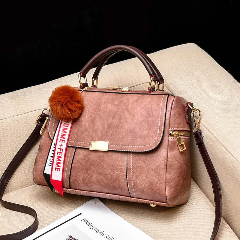 

Fashion Handbag For Women Tassel Hair Ball Shoulder Luxury Crossbody Brand Girls Messenger Bag Lady Handle Bag