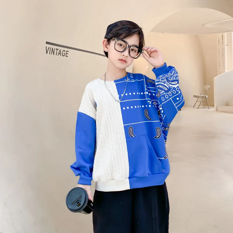 

Детский хлопковый пуловер с длинным рукавом, на возраст 6-12 лет