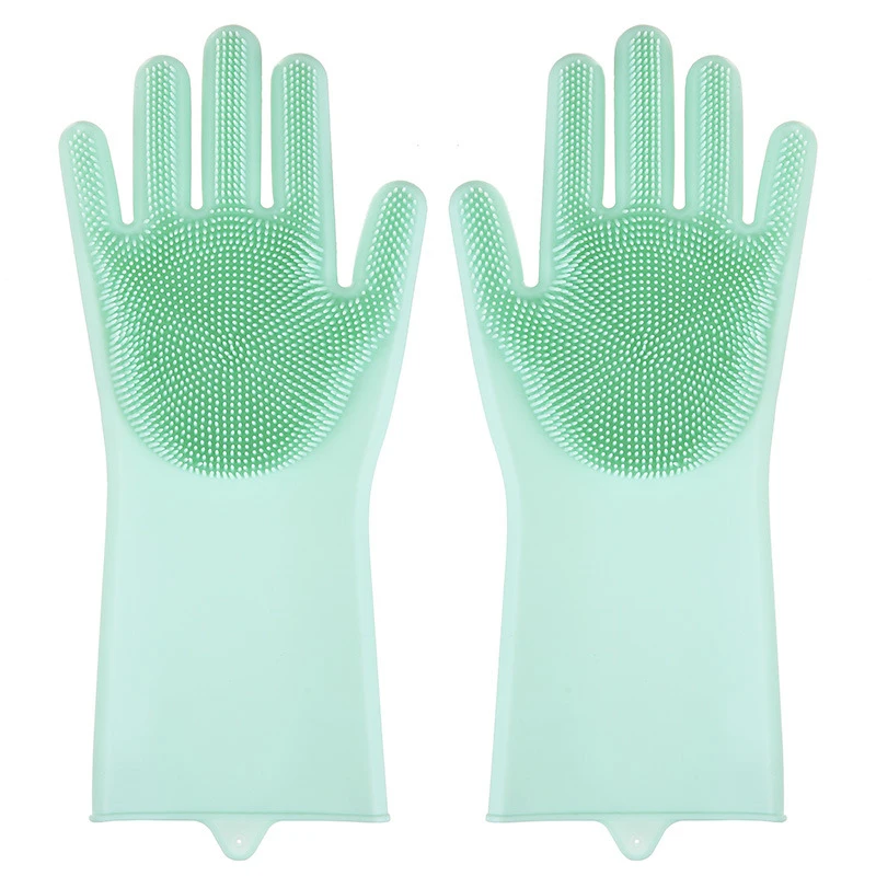 1 пара многоразовых силиконовых перчаток для мытья посуды скруббер перчатки