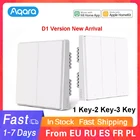 Умный беспроводной настенный выключатель Xiaomi Aqara D1 ZigBee, однопроводный беспроводной переключатель для умного дома, переключатель управления освещением для приложения Mijia
