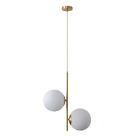 white glass ball pendant lamp with 2 lamps golden fashion bedroom restaurant iron art droplights modern creative luminaire