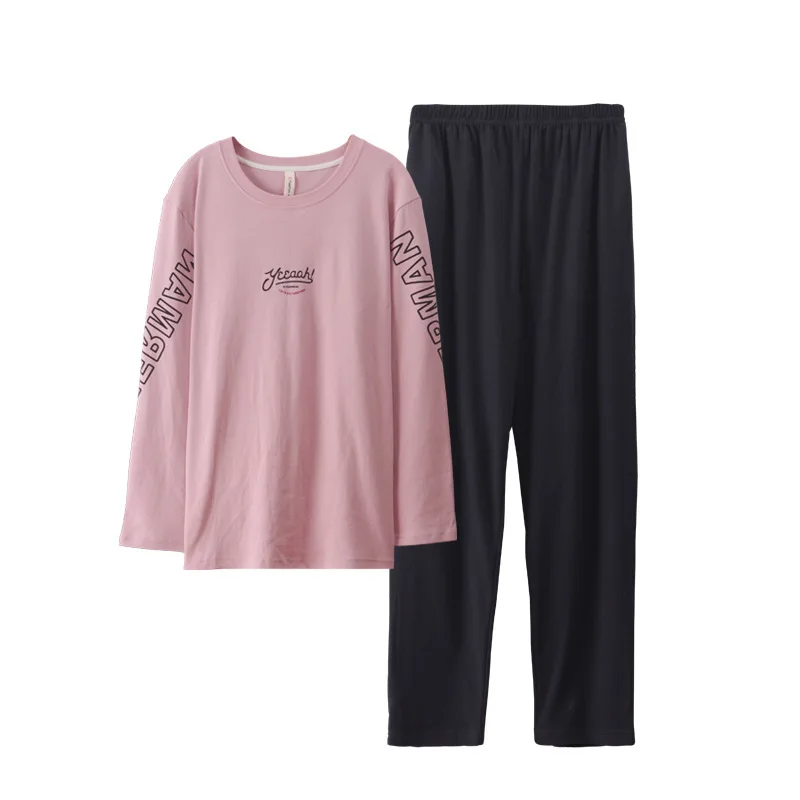 

Pyjama Homme Cotton Pajamas Home Service Men's Spring and Autumn Long-sleeved Pink Men's Suit Youth Dormir Tops Sommeil Tops New