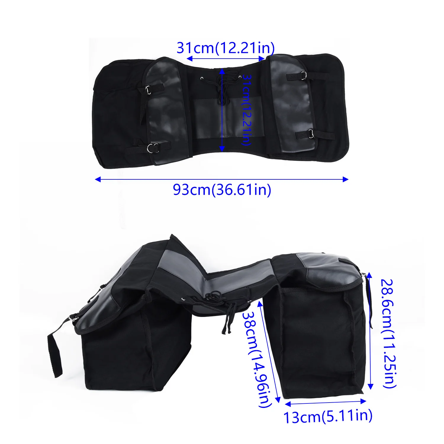 

Leather Motorcycle Bag Canvas Saddle 38*13*28.6cm Ropes Accessories Kit