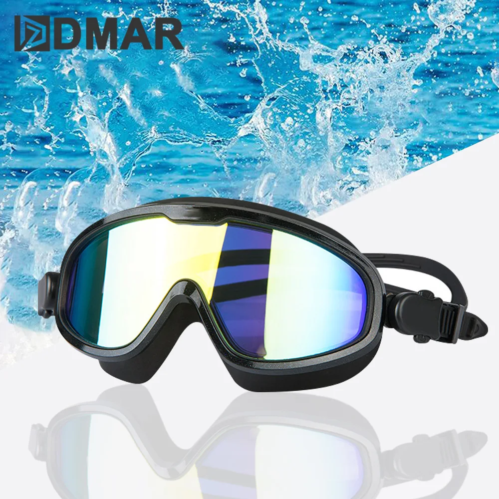 DMAR electroplat all standing Swimming Goggles Anti-Fog Swimming Diving Eyewear professional Waterproof silicone glasses