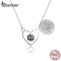 bamoer sterling silver 925 chain necklaces for women 100 language i love you heart necklace birthday female gifts bsn143