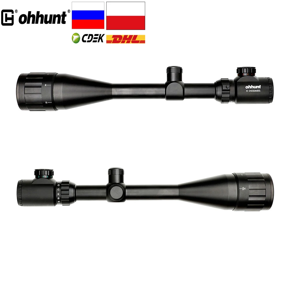 Охотничий прицел ohhunt 6 24X50 AOEG красно зеленый оптический с проводной сеткой