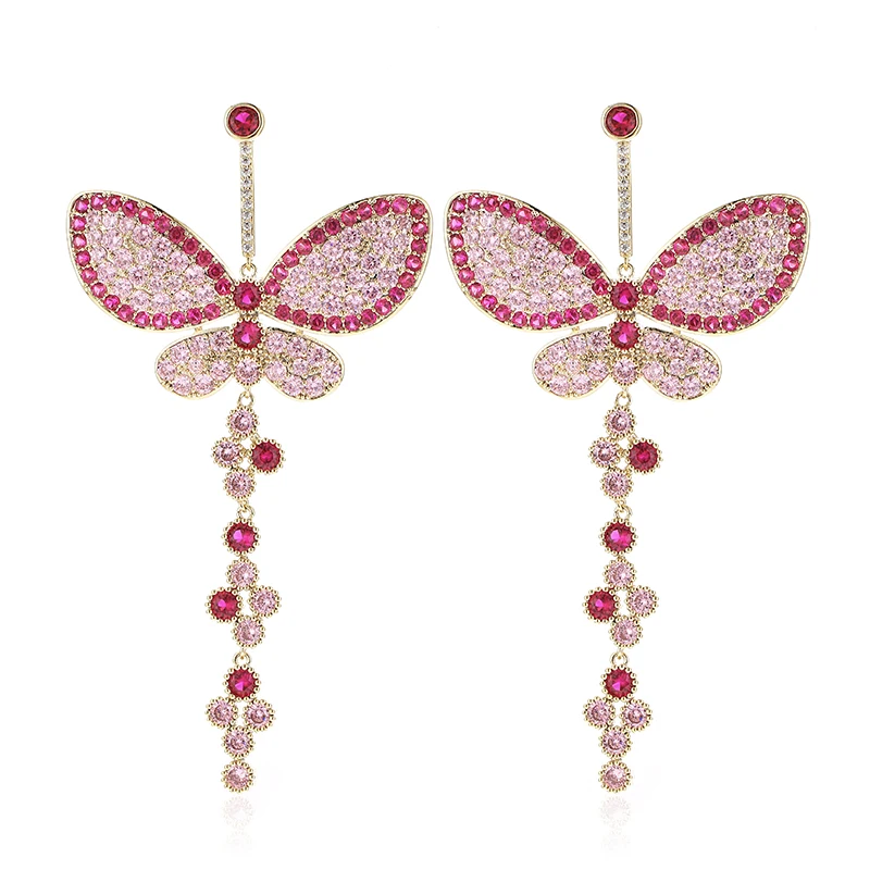 Красивые серьги подвески в виде бабочки дизайнерские роскошные женские из