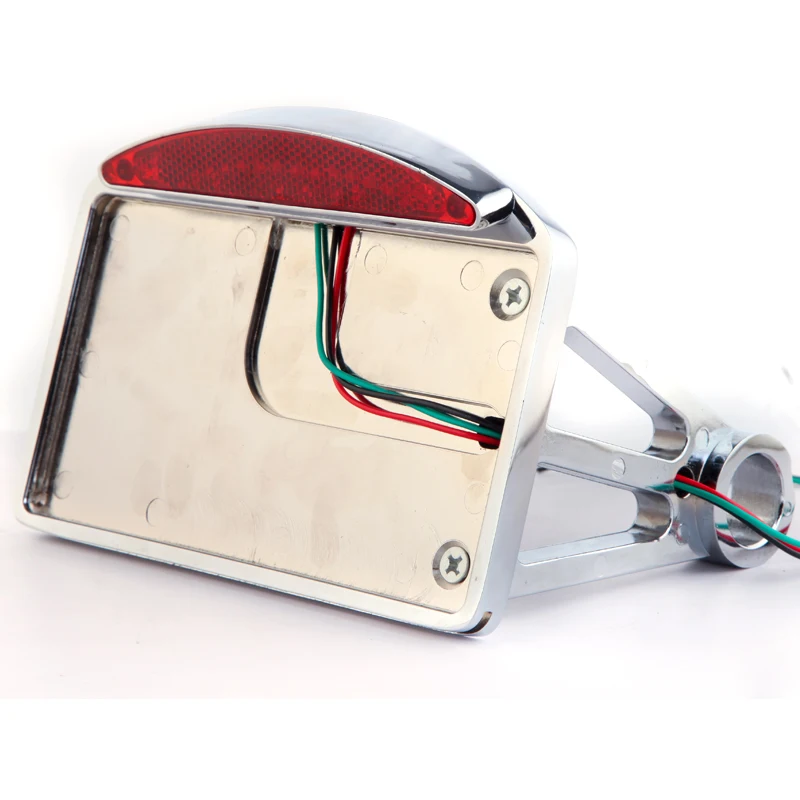 

Motorcycle License Plate Frame with LED Tail Light Horizontal Side Mount Bracket Holder For Harley Fatboy Softail Bobber Chopper