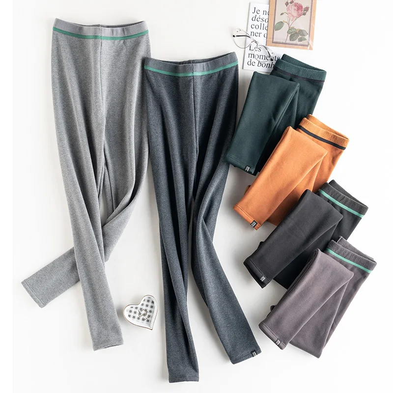 Хит 2020 новинка Осень зима модные женские теплые леггинсы одноцветные высокая