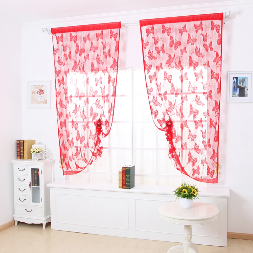 Новые модели двустворчатого строка Шторы тюль на окна Кухня двери висит Тюль s