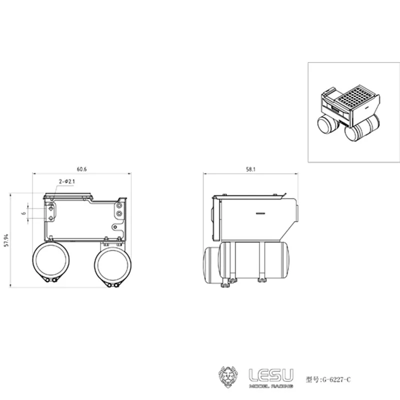 Отсек для батарей Meal LESU выхлопной бак C 1/14 TAMIYA VOLVO FH16 трактора грузовика