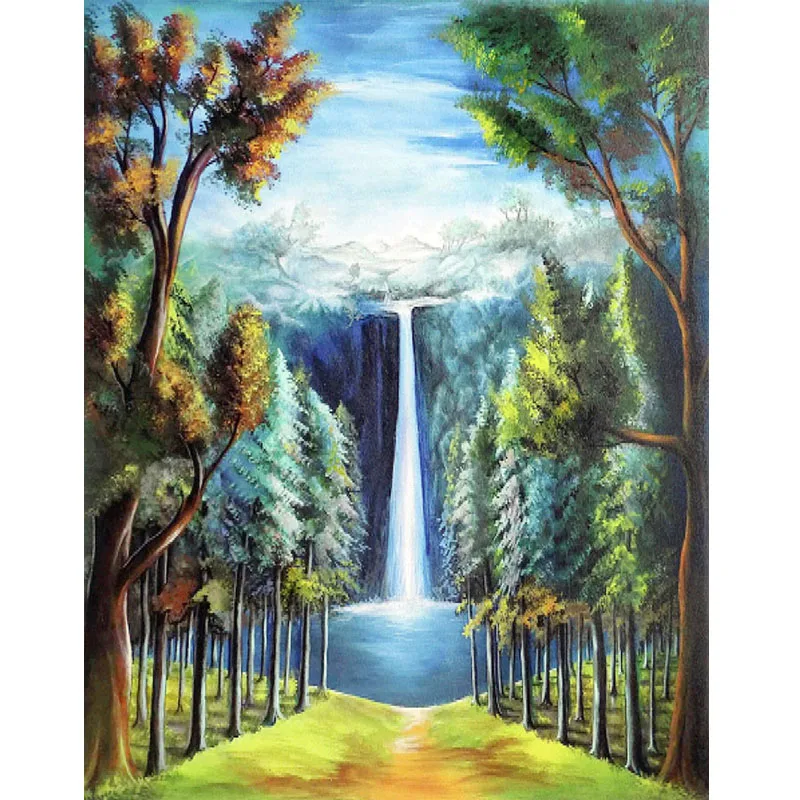

Landscape 5D diamond painting full diamond rural woods beach flowers round diamond mosaic pattern home decoration DIY handmade