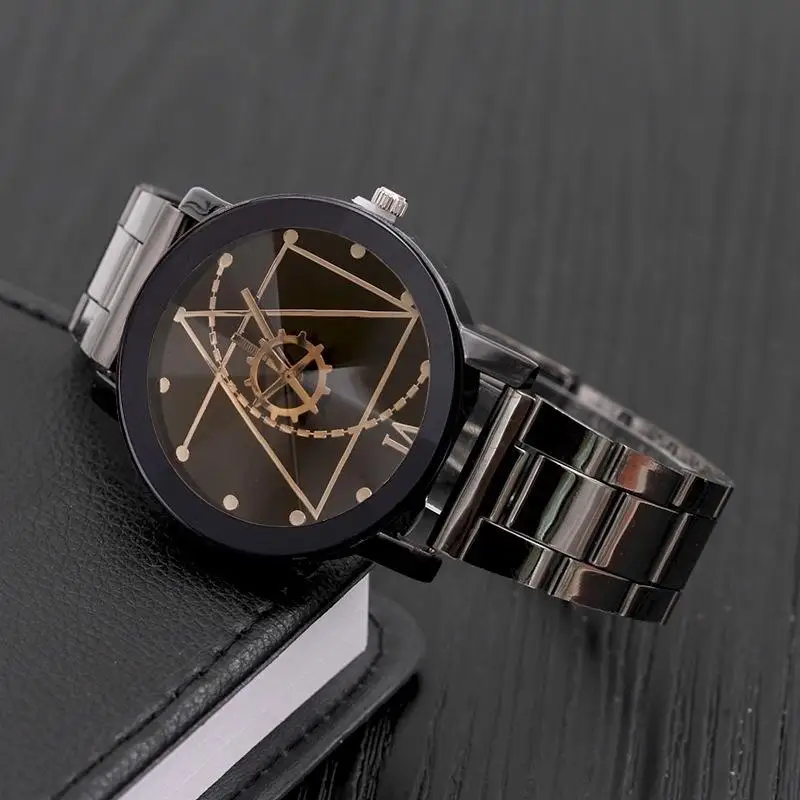 

Black Simple Dial Personality Couple Steel Belt Pair Watch