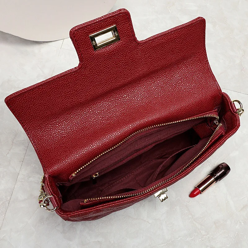 

Chain leather bag woman 2021 new chic cross-body bag versatile shoulder bag