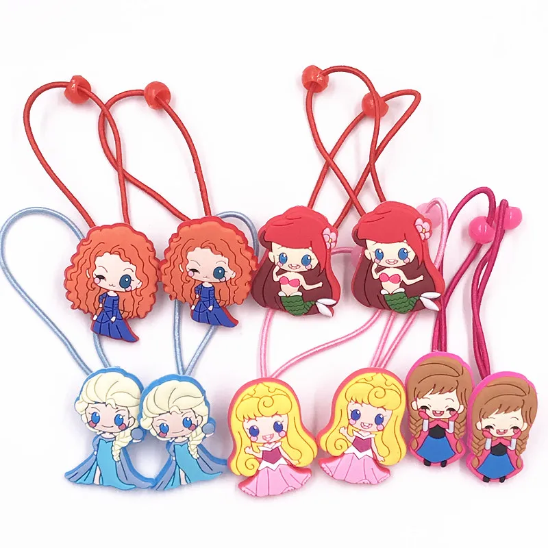 Лидер продаж 10 шт. Резинки для волос принцессы Эльзы и Ариэль с героями