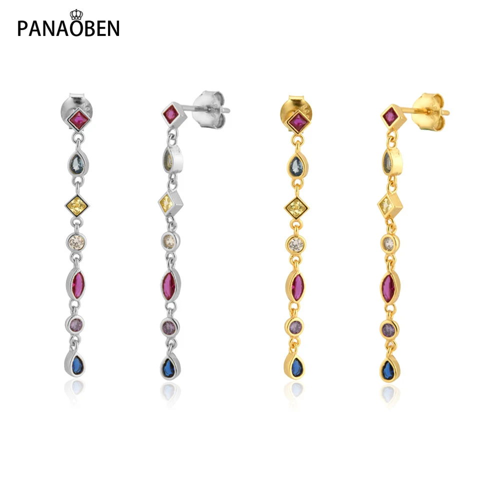 

Женские серьги из серебра 925 пробы, с радужной цепочкой 38 см