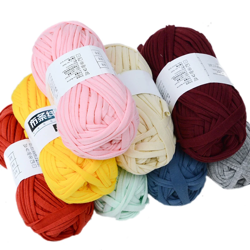 

100g/ball Thick Colorful Cloth Strip Yarn Hand Knitting Crochet Thread for DIY Handmade Carpet Basket Handbag Hands Kitting