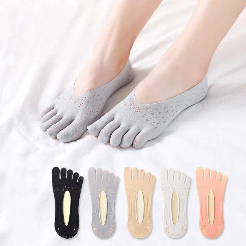 Breathable Cotton Sponge Insoles Pads 5 Toes Cushion Metatarsal Sore Forefoot Support Massage Toe Socks