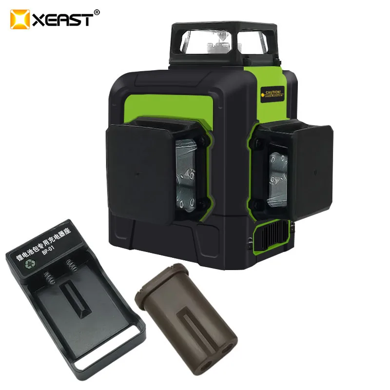 XEAST лазерный уровень самонивелирующийся с 12 линиями 360 перекрестный 3D зеленый луч