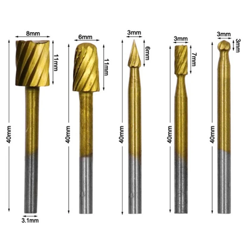 

10Pcs Set HSS Routing Rotary Milling Rotary File Cutter Wood Carving Carved Knife Cutter Tools Accessories
