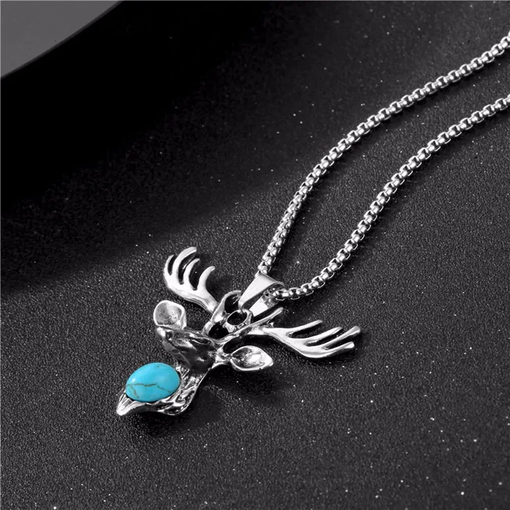 

1 Pc Hip Hop Titanium Steel Deer Bull Head Pendants Punk Style Choker Necklaces For Men Women Jewelry Accessories