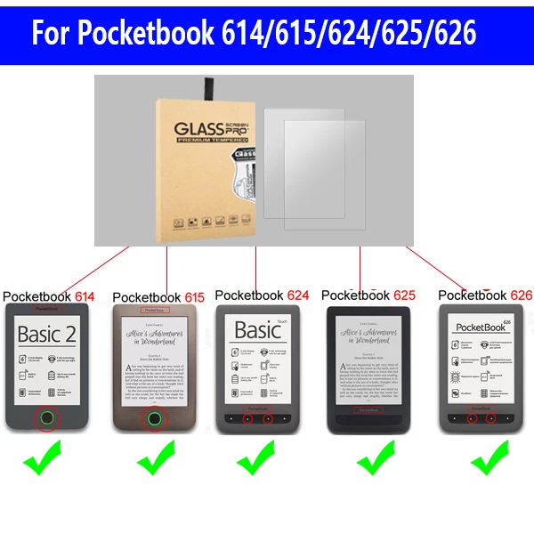 PB614GHM2 2 шт./лот, чехол из закаленного стекла, пленка для Pocketbook Basic 3, Защита экрана для Pocketbook 614 Plus/626/632/622/627 - Цвет: PB614GHM2