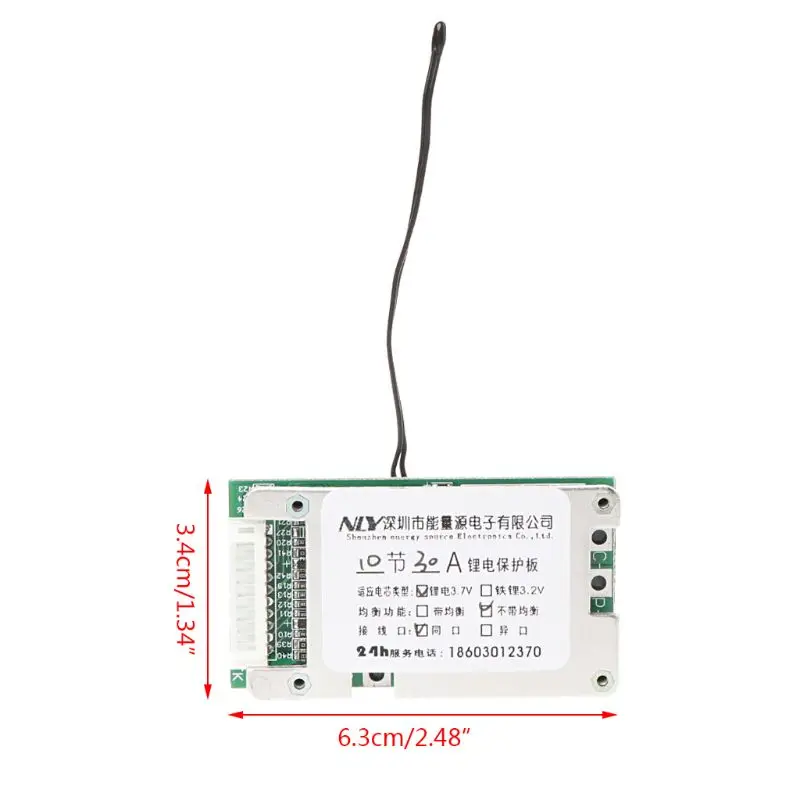 10S 36V 30A Battery Protection Board Li-ion Cell 18650 BMS PCB | Инструменты